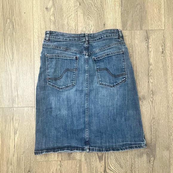 FAT FACE High Rise Midi Jean Medium Stonewash Denim Mini Skirt sz 8 UK Brand - Picture 2 of 6